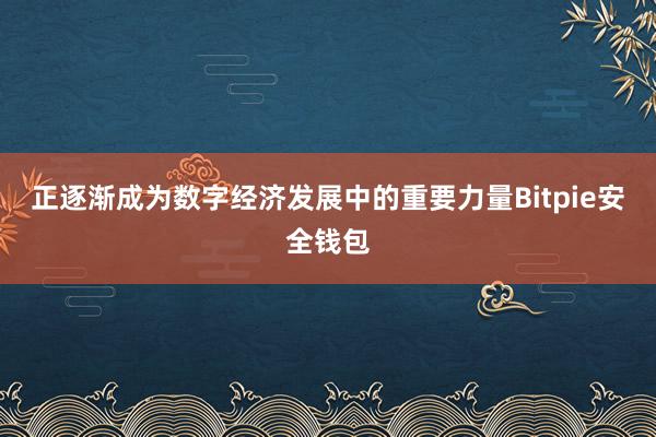 正逐渐成为数字经济发展中的重要力量Bitpie安全钱包