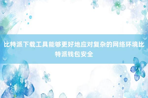 比特派下载工具能够更好地应对复杂的网络环境比特派钱包安全