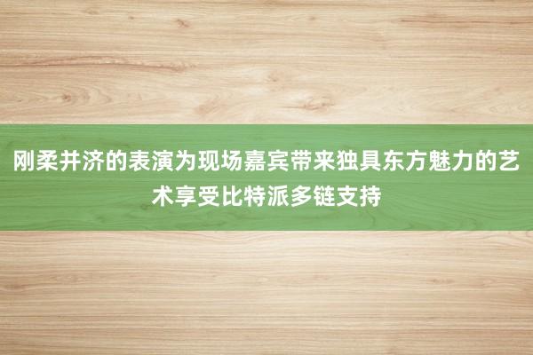 刚柔并济的表演为现场嘉宾带来独具东方魅力的艺术享受比特派多链支持