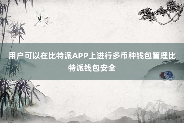 用户可以在比特派APP上进行多币种钱包管理比特派钱包安全