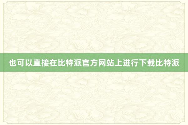 也可以直接在比特派官方网站上进行下载比特派