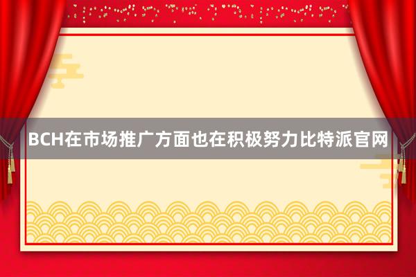 BCH在市场推广方面也在积极努力比特派官网