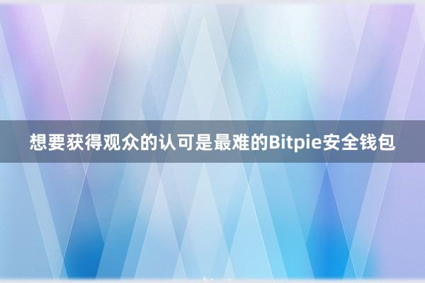 想要获得观众的认可是最难的Bitpie安全钱包