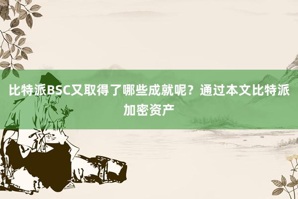 比特派BSC又取得了哪些成就呢？通过本文比特派加密资产